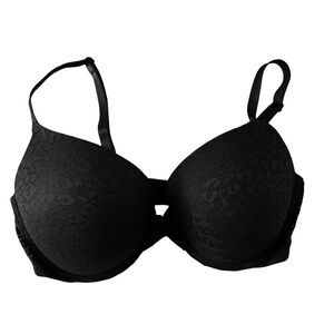 Victoria’s Secret PINK Wear Everywhere Black Lace Leopard Push Up Bra-Size 34D